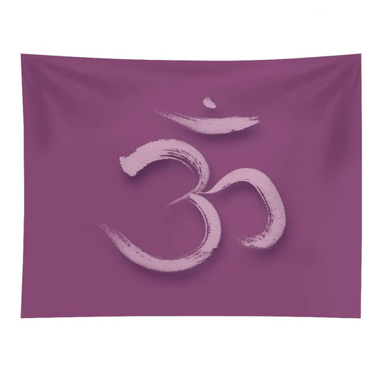 Sanskrit Om Or Aum Sacred Symbol of The Crown Chakra in Yoga Artistic Design in Purple Colors Art Print Tapestry