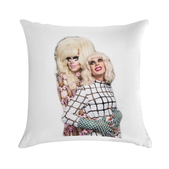 Trixie And Katya Couple Pose Soft Luxury Feel Throw Pillow