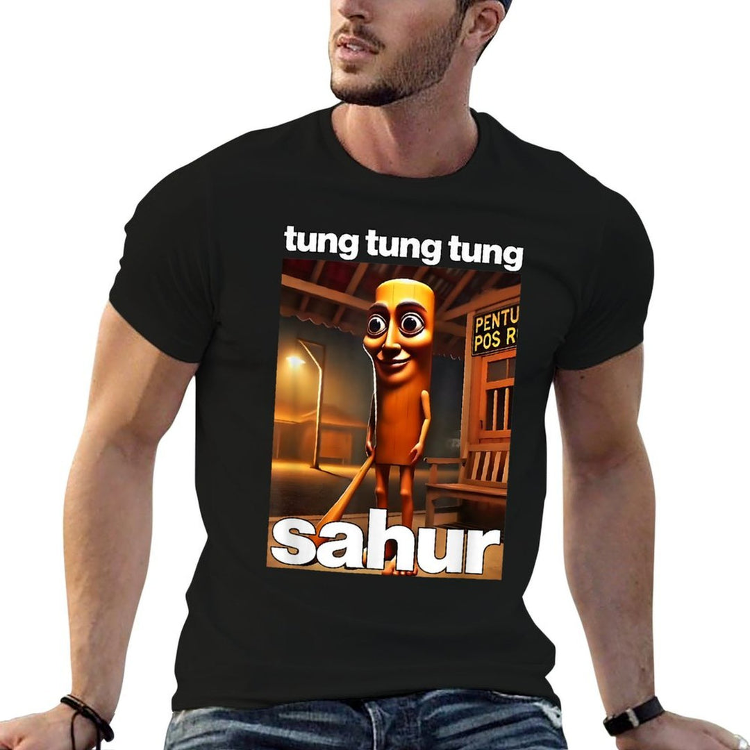 TUNG TUNG TUNG SAHUR Dank Meme Internet Funny 2025 Brainrot  Tagless Design T-Shirt