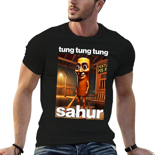 TUNG TUNG TUNG SAHUR Dank Meme Internet Funny 2025 Brainrot  Tagless Design T-Shirt