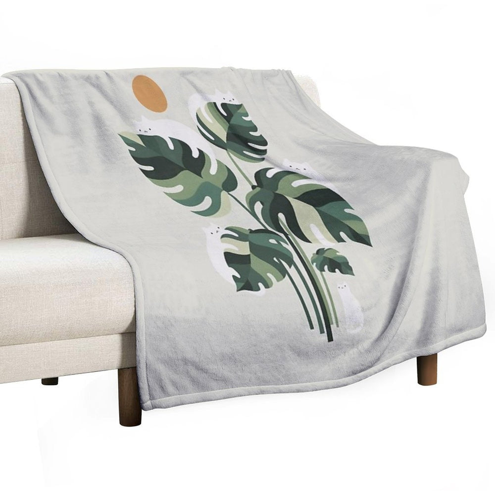Cat And Plant 11 Velvety-soft Throw Blanket