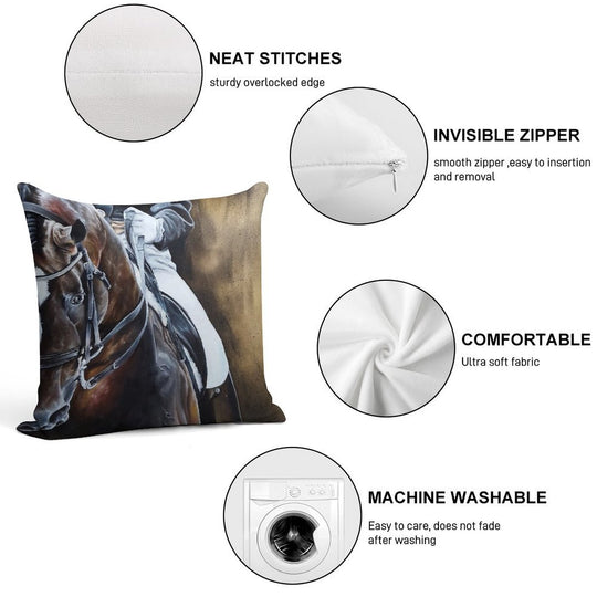 Dressage Horse on Gold Soft Warmth Comfort Throw Pillow