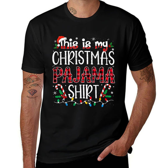 This Is My Christmas Pajama Funny Xmas PJs Men Women  Oversized Silhouette T-Shirt