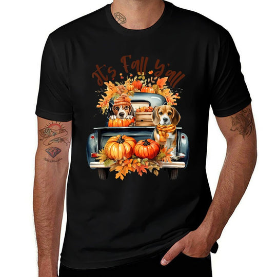 It’s Fall Y’all Beagle Dogs Pumpkins Truck Autumn Season Comfortable T-Shirt