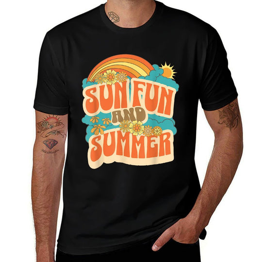 Sun Fun And Summer First Day Of Summer Vintage Vibes  Trendy Pattern T-Shirt