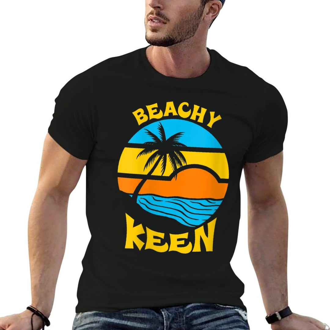 Womens Beachy Keen - Beach Pun Funny Summer  Fade-proof Color T-Shirt