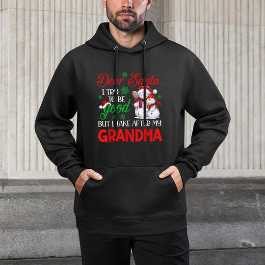 Dear Santa I Try To Be Good But I Take After My Grandma Xmas Medium-Weight Fabric Hoodie