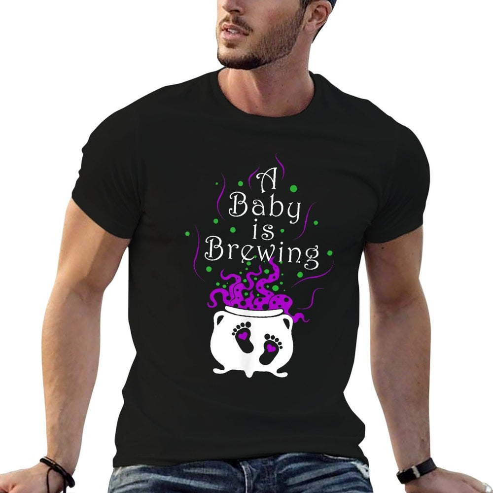 A Baby Is Brewing Black Cauldron Halloween Baby Pregnant  Classic T-Shirt