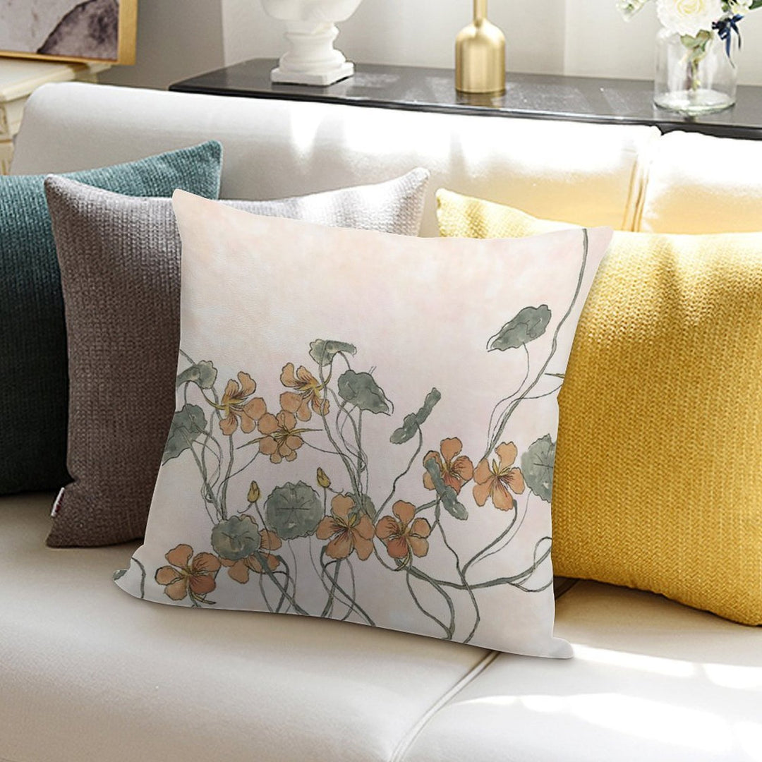 Winding - Floral Watercolour Soft Durable Construction Throw Pillow