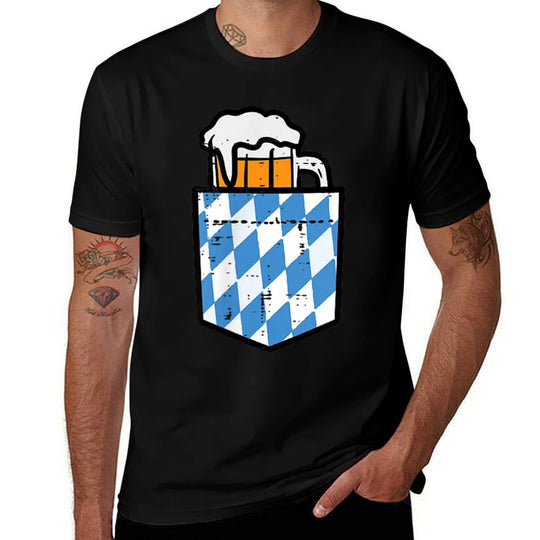 Oktoberfest Bavaria Pocket Fun German Costume Men Women  Easy-care T-Shirt
