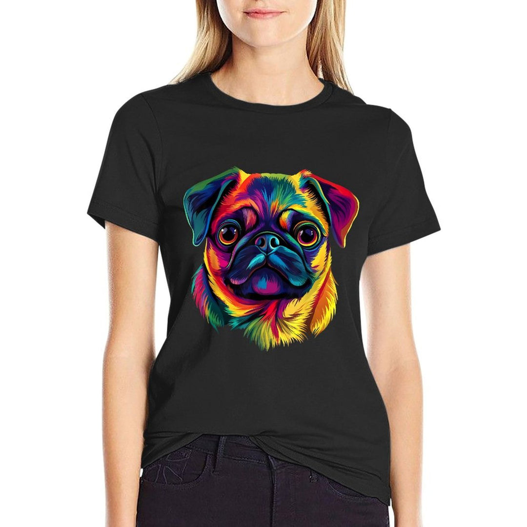 Pug Lover Cute Colorful Pug Puppy Dog Face For Men Women  Trendy Pattern T-Shirt
