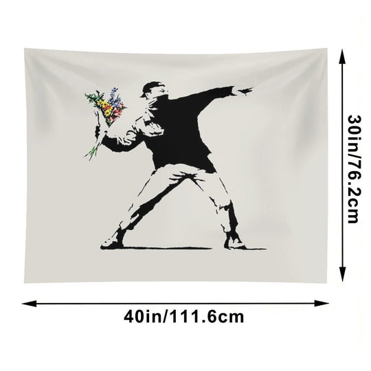 Banksy - Flower Thrower Tapestry