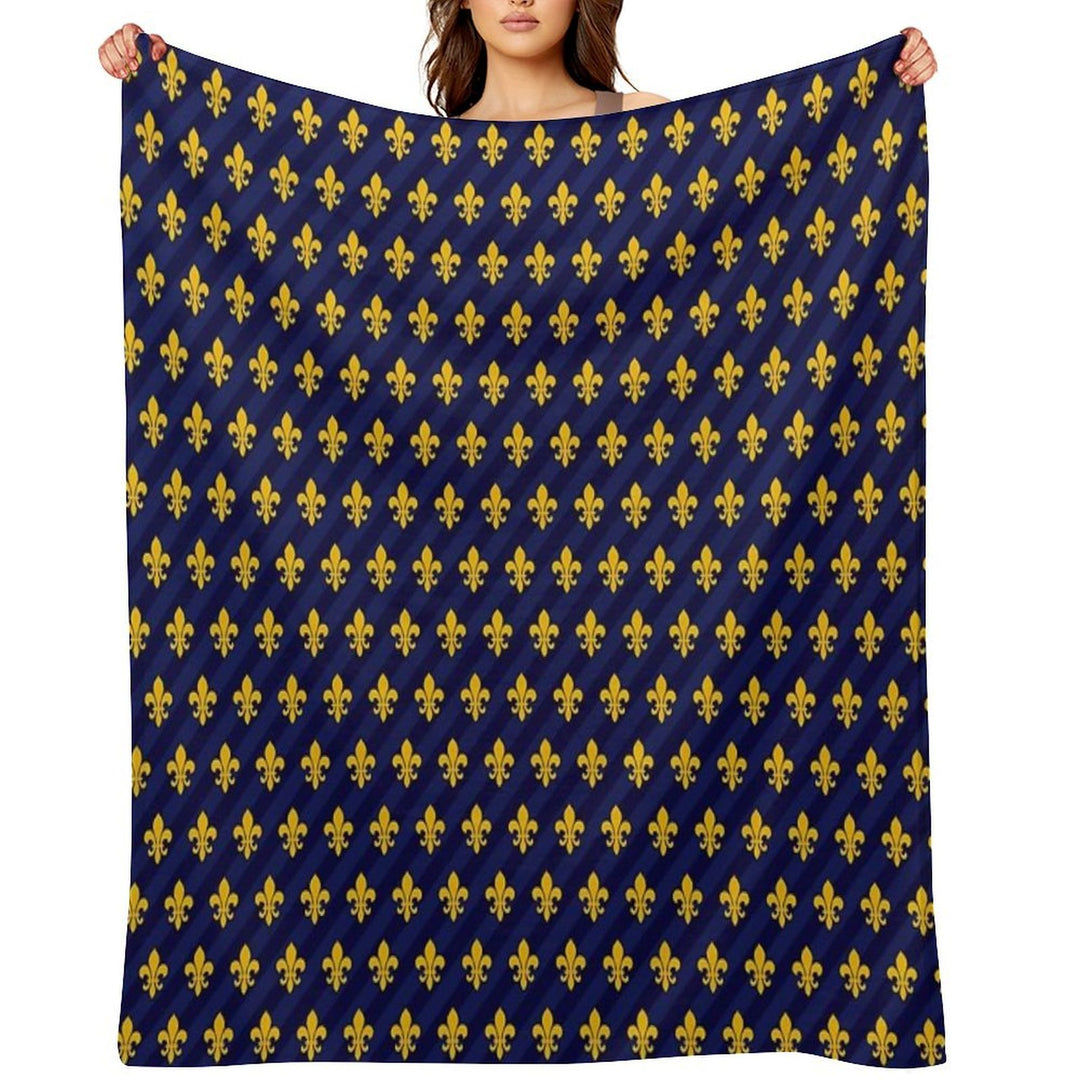 Fleur De Lys Gold Blue Larger Versatility Throw Blanket