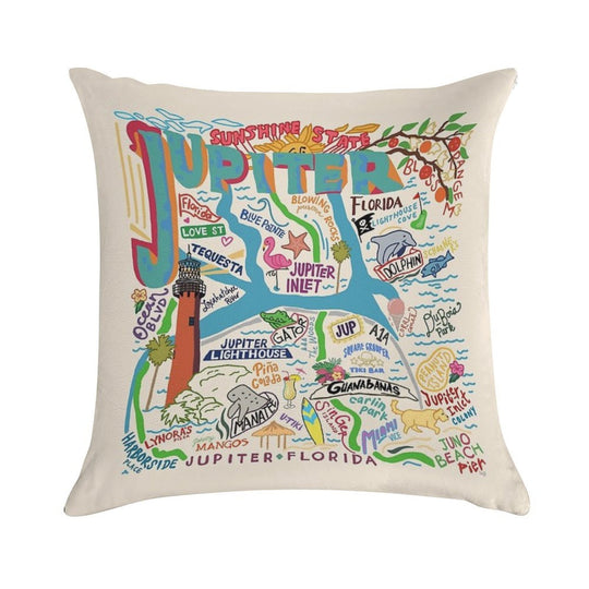 Jupiter, FL Soft Hidden Zipper Throw Pillow