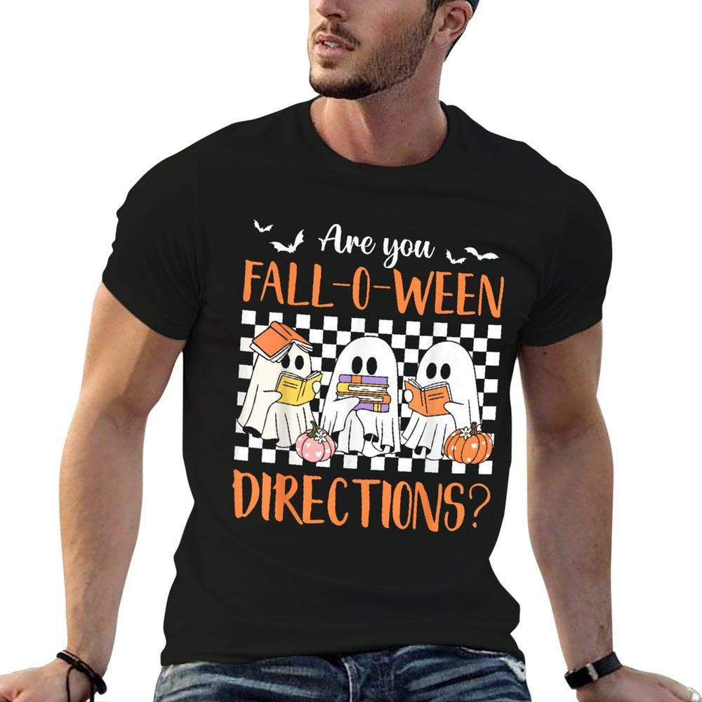 Retro Are You Fall O Ween Directions Teacher Halloween Ghost  Easy-care T-Shirt