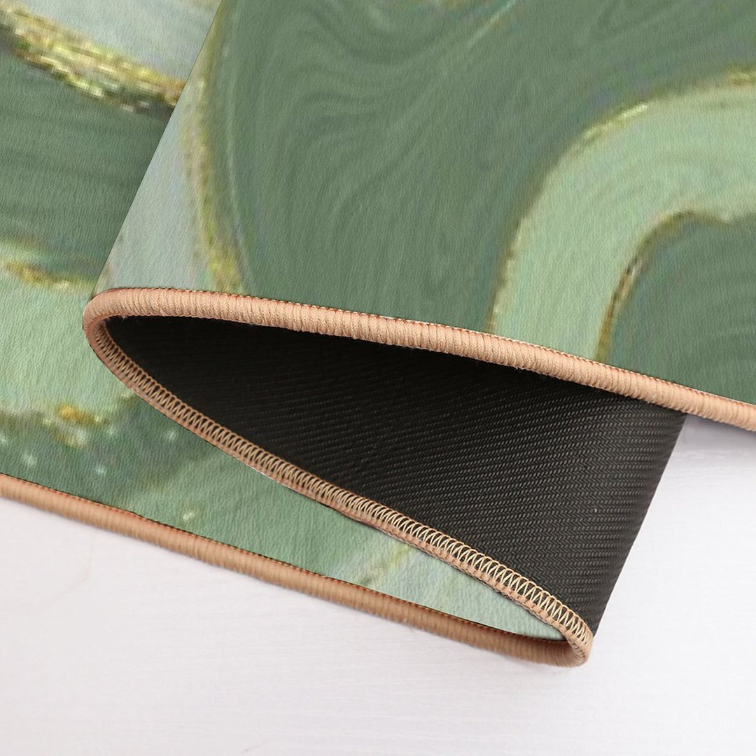Green Marble Swirl Pattern Design Modern Waves  Rapid-Drying Bath Mat