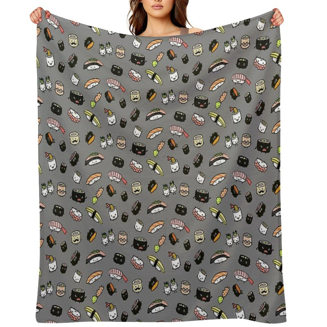 Kawaii Sushi Party Machine-washable Throw Blanket