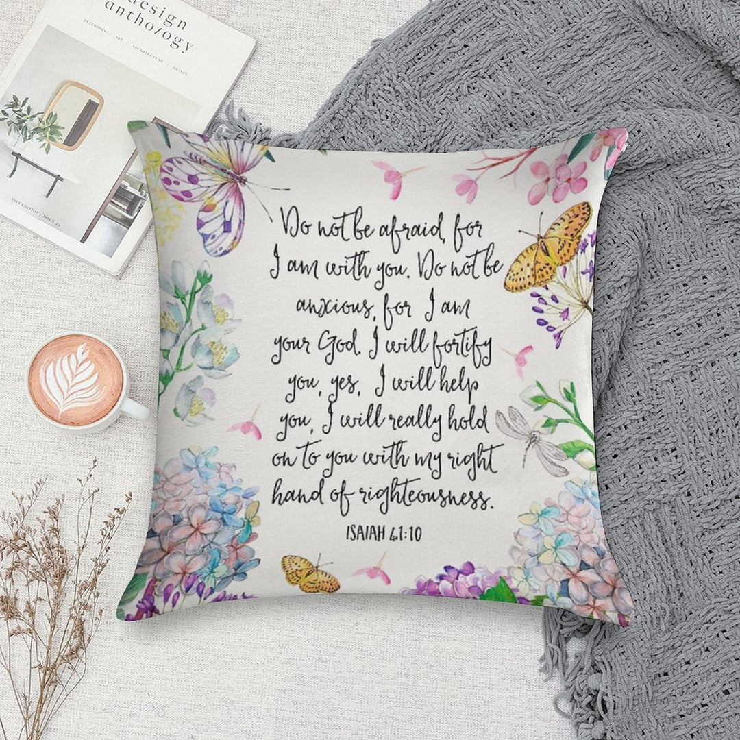 Isaiah 4110 (Flowers And Butterflies) Soft Reinforced Edging Throw Pillow