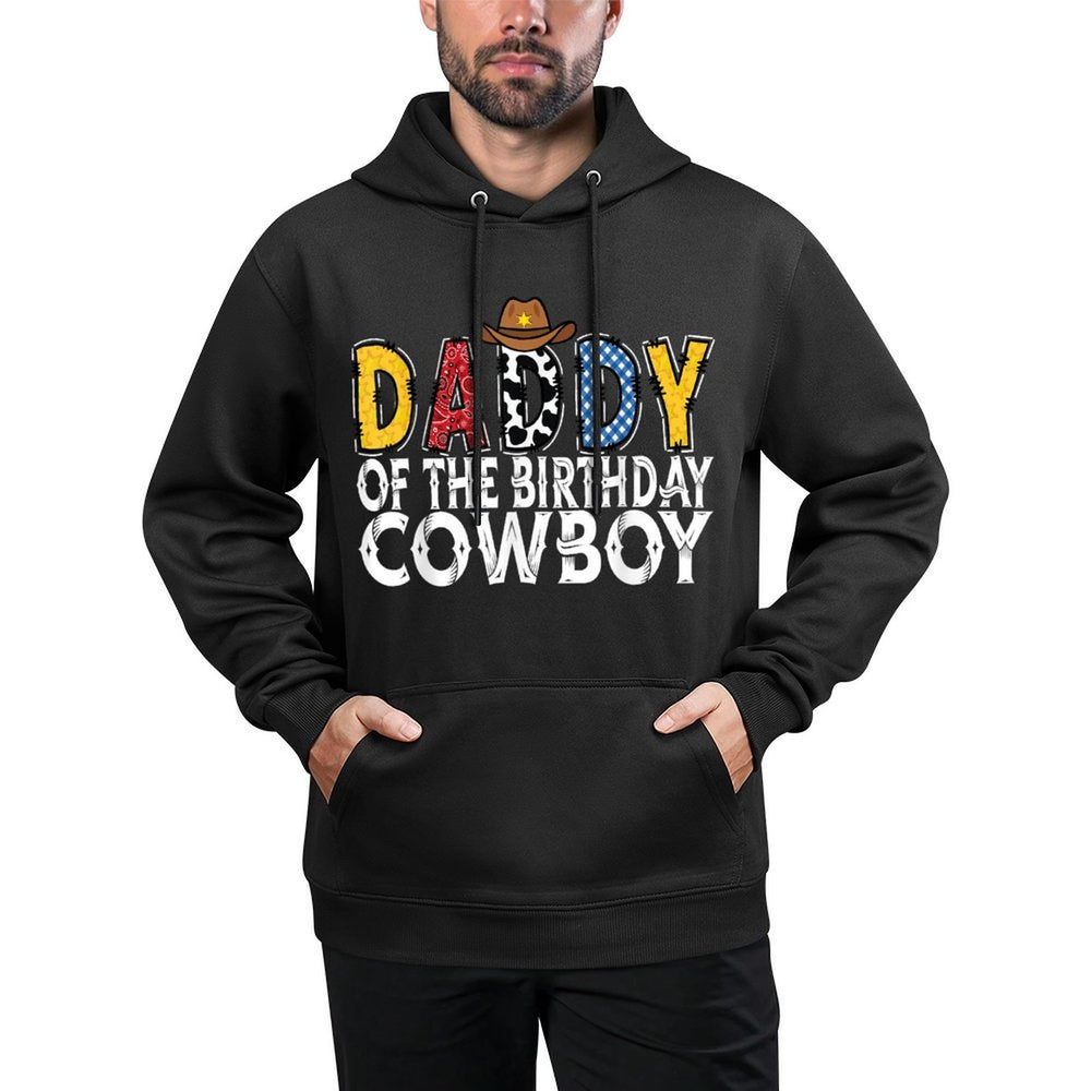 Daddy 1st Birthday Cowboy Western Daddy Birthday Boy Cotton-Polyester Blend Hoodie