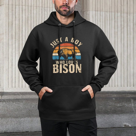 Just A Boy Who Loves Bison Layering Staple Hoodie