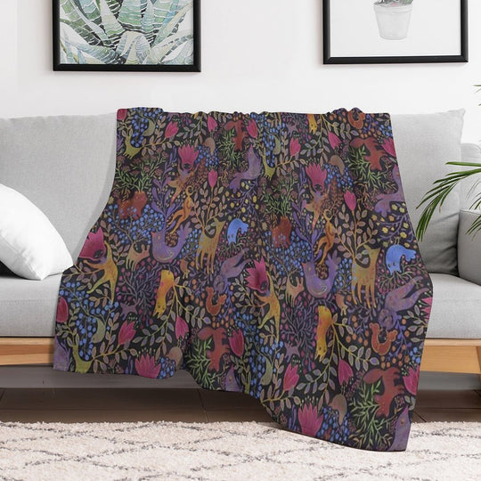 Jewel Tone Design in Dark Background Gift-ready Throw Blanket
