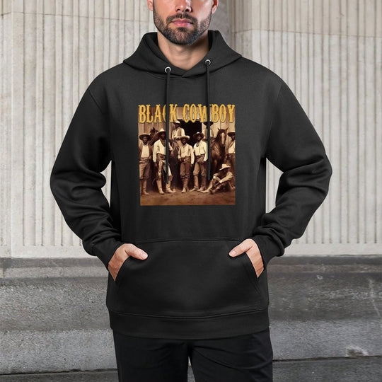 Black Cowboy Western Rodeo Melanin Black History Men Shape Retention Hoodie