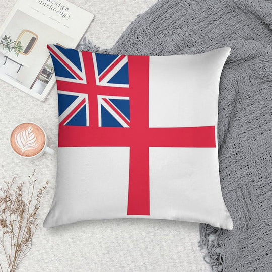ROYAL WHITE ENSIGN - GREAT BRITAIN Soft Hidden Zipper Throw Pillow