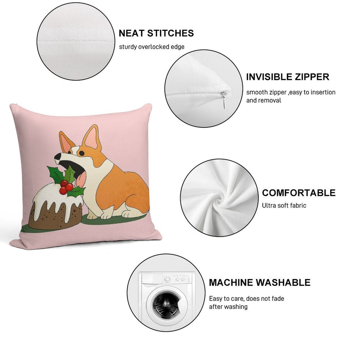 Christmas Corgi Soft Shrink-Resistant Throw Pillow
