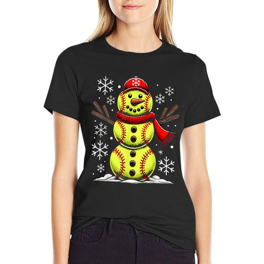 Christmas Softball Snowman Girls, Softball Christmas  Durable T-Shirt