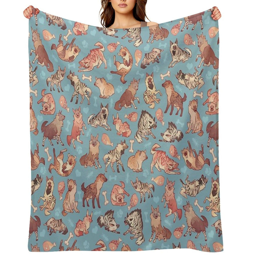 Hyenas in Cerulean Lightweight Throw Blanket
