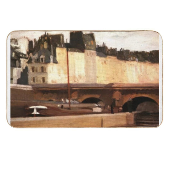 Écluse De La Monnaie   1909 by Edward Hopper  Anti-Trip Bath Mat