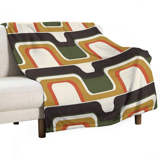 Mid-Century Modern Meets 1970s Plush Throw Blanket