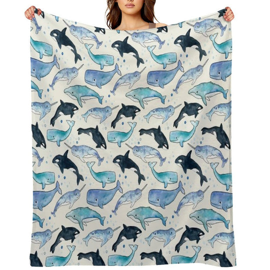 Whales, Orcas & Narwhals Velvety-soft Throw Blanket