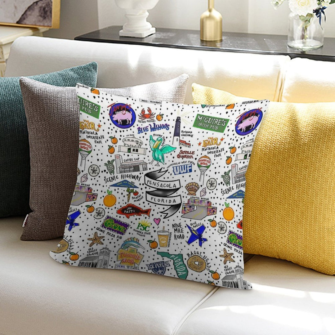 Pensacola Florida Soft Skin-Friendly Throw Pillow