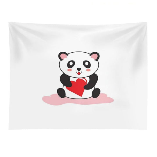 Cute Panda Holding A Heart Sticker Tapestry