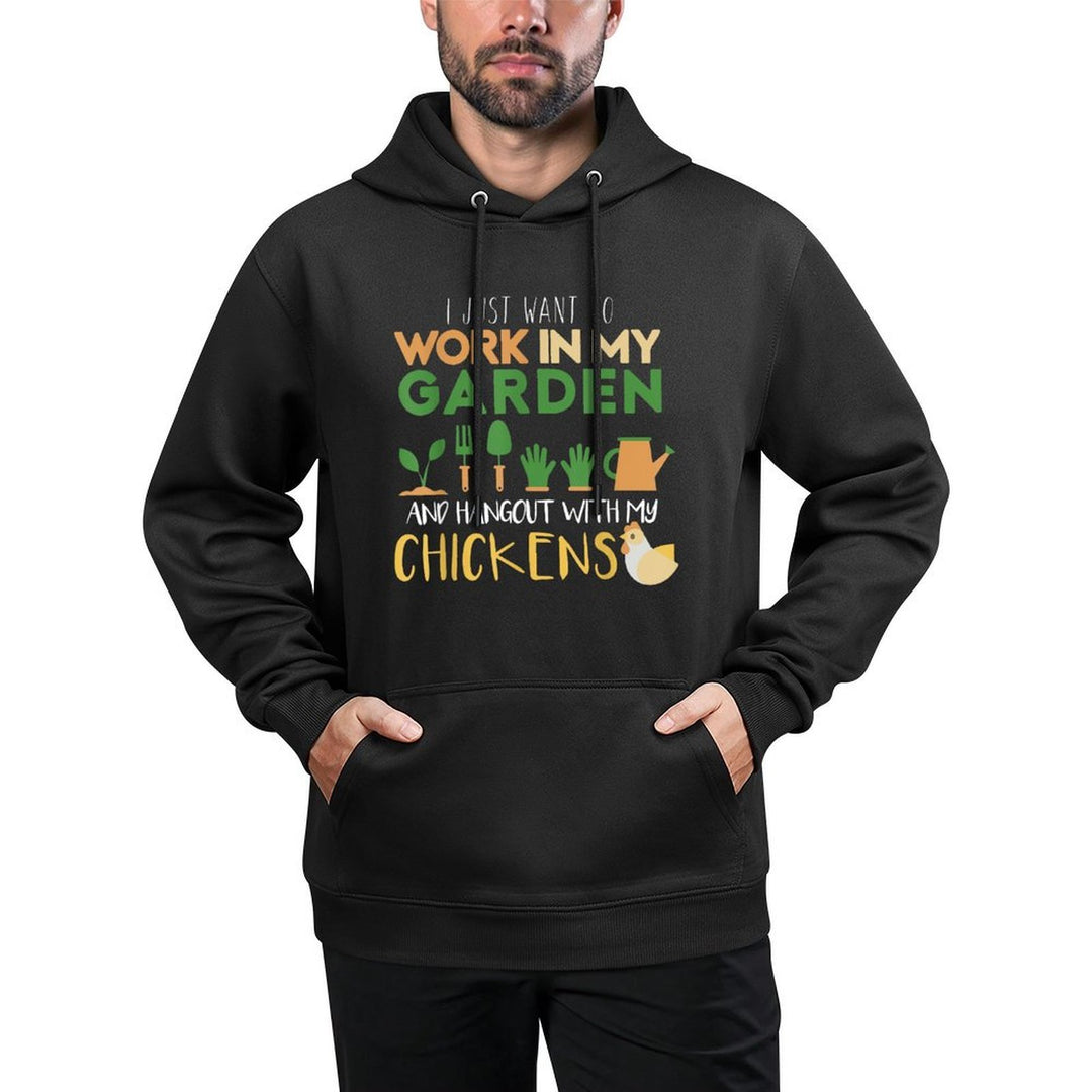 Work In My Garden Hangout With My Chickens Gardening Cotton-Polyester Blend Hoodie