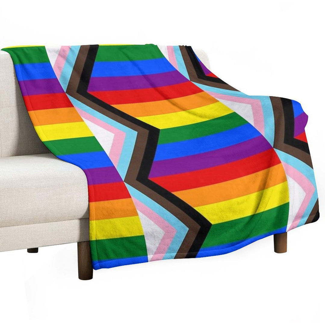 Progress Pride Flag Anti-pilling Throw Blanket
