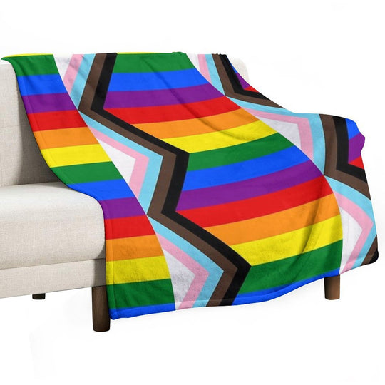 Progress Pride Flag Anti-pilling Throw Blanket