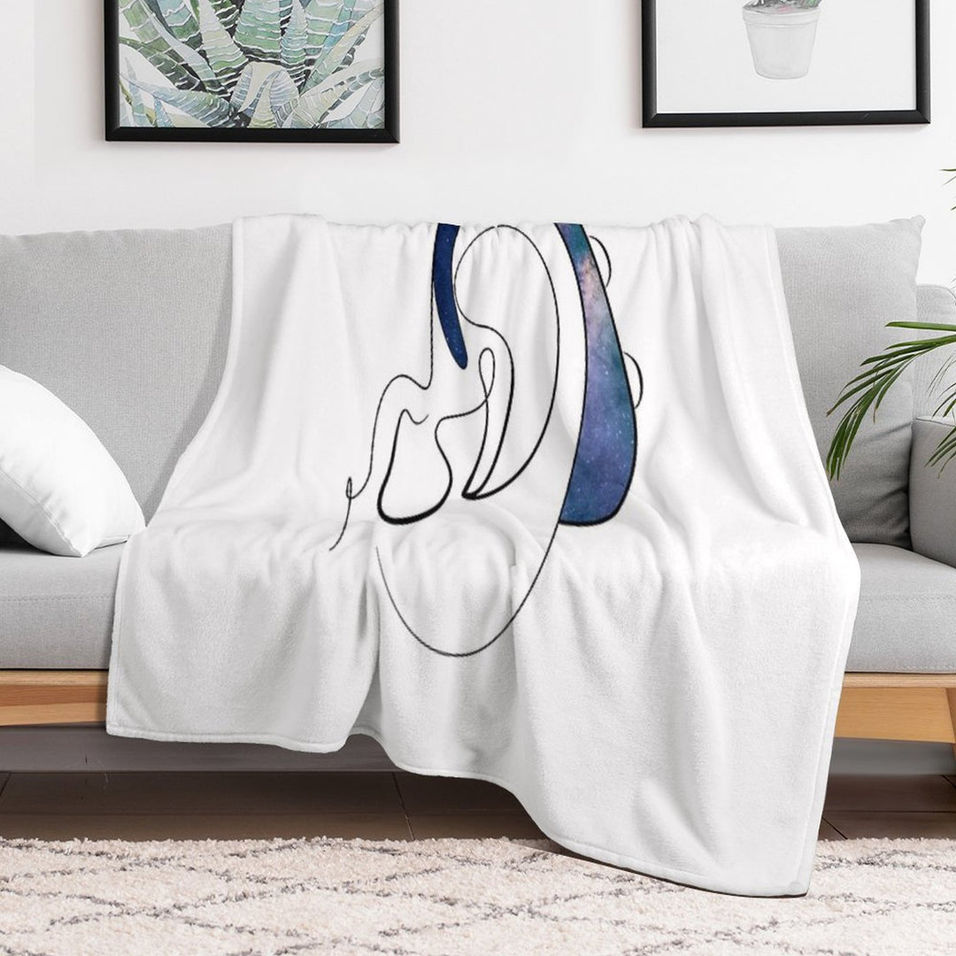 Copy of Hearing Aid Line Art with Blue Sky And Clouds Versatility Throw Blanket