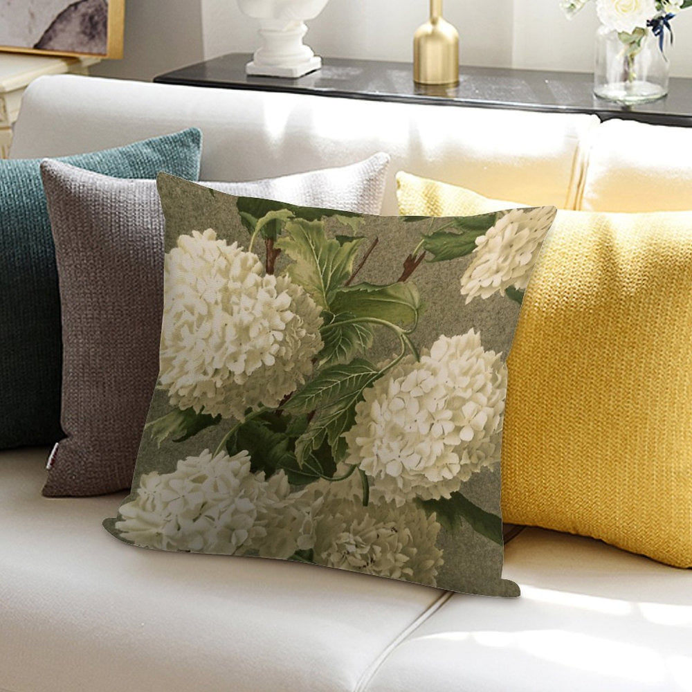 Vintage Victorian White Hydrangea Floral Soft Anti-Pilling Throw Pillow