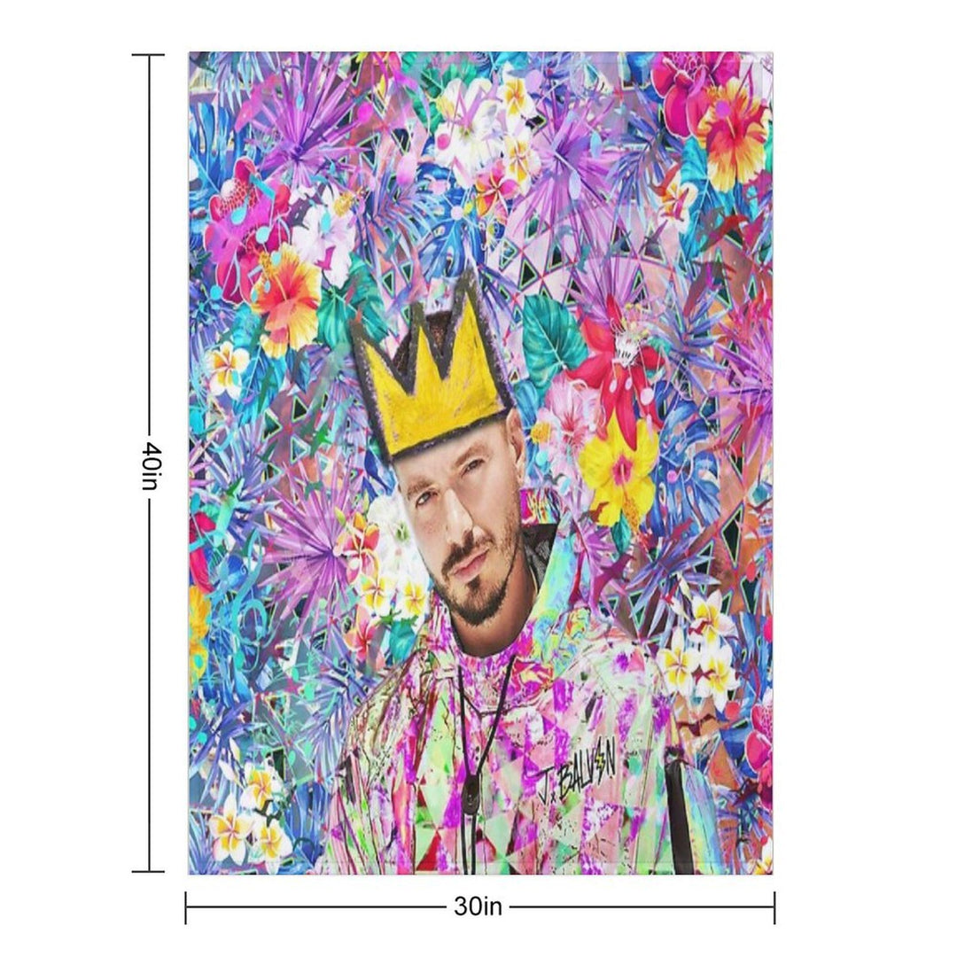 J Balvin Portrait Artwork Travel-friendly Throw Blanket