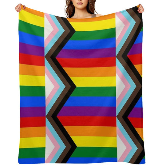 Progress Pride Flag Anti-pilling Throw Blanket