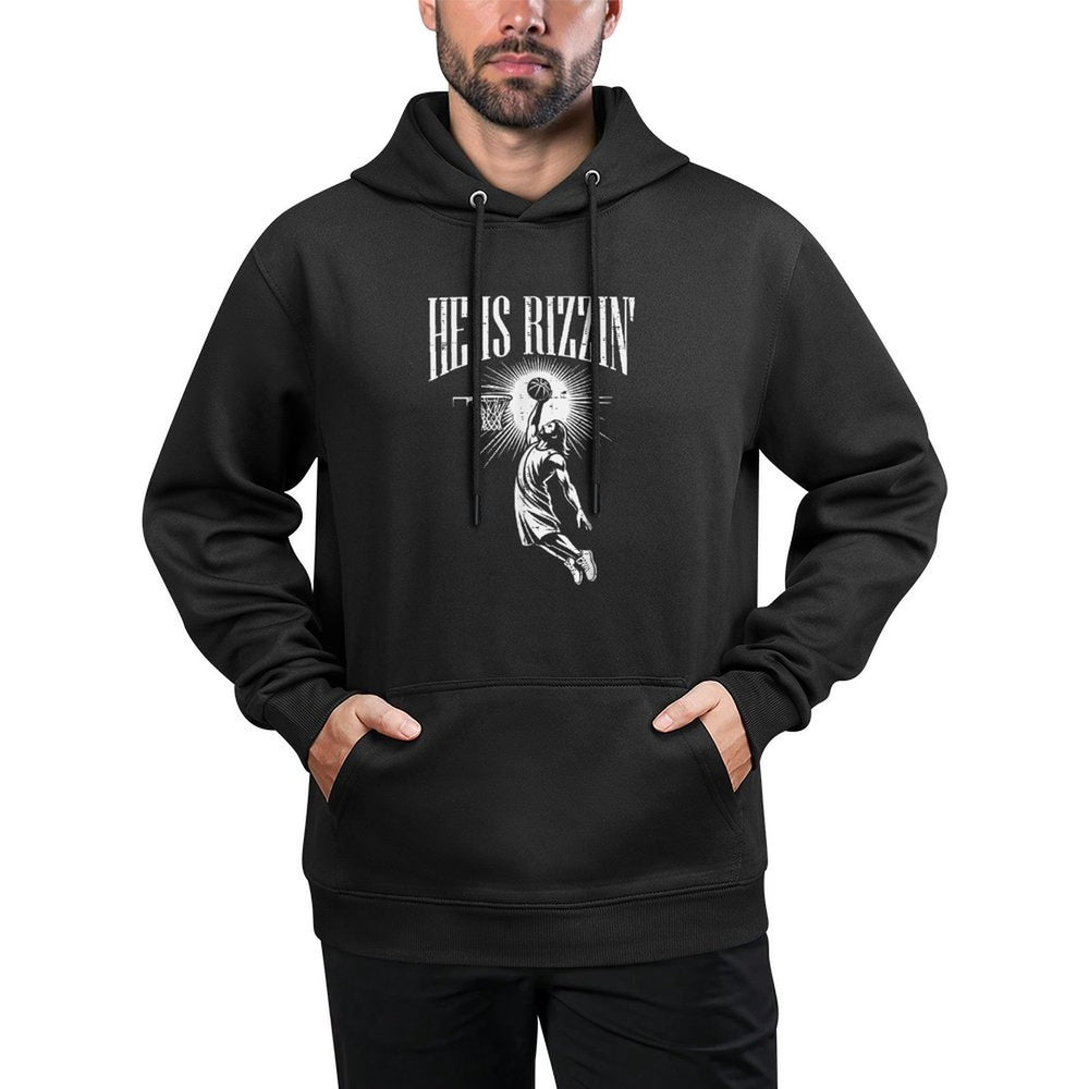 Easter He Is Rizzin Christian Religious Boys Kids Menn Versatile Streetwear Hoodie