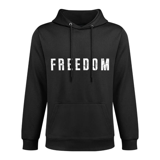 Freedom Text Minimalist Design Bold Typography Graphic Shape Retention Hoodie
