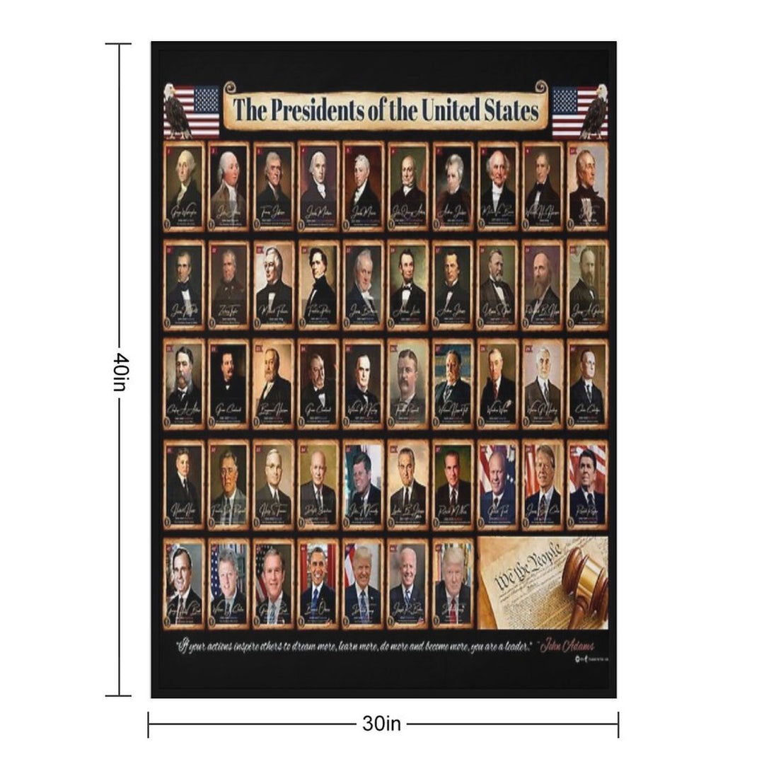 47 Presidents of The United States of America Featuring Donald Trump Black Background Travel-friendly Throw Blanket
