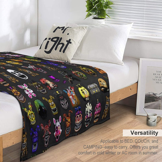 Five Nights at Freddy's - Pixel Art - Multiple Characters New Set Versatility Throw Blanket