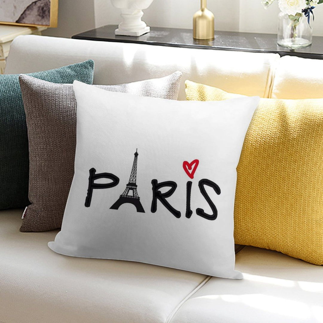 Paris with Eiffel Tower And Red Heart Soft Multiple Sizes Throw Pillow