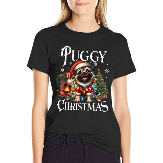 Puggy Christmas Pug Xmas Pug Santa Claus Pug  Vintage-inspired T-Shirt