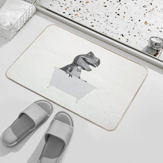 Vintage T-Rex in Bathtub  Odorless Bath Mat