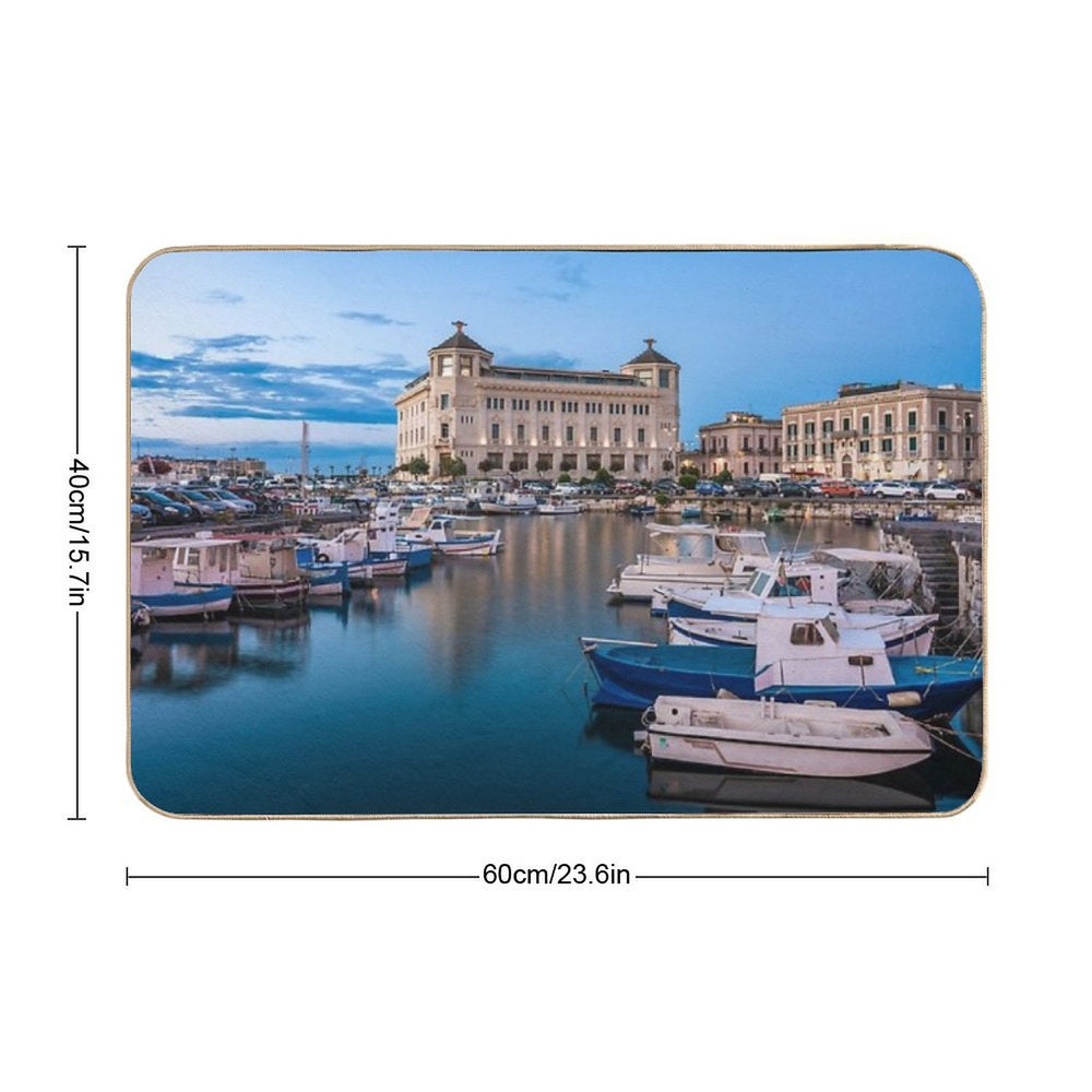 Syracuse Harbor in The Evening  Absorbent Bath Mat